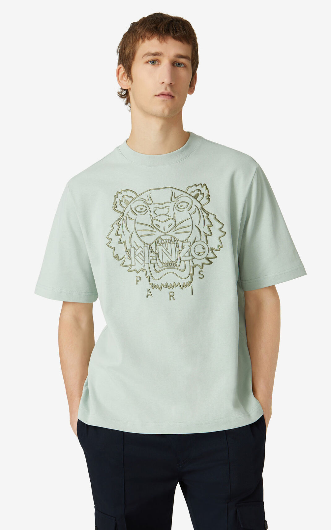 Kenzo Tiger loose fitting T-shirts Herre - Olivengrøn Grøn DK-190354